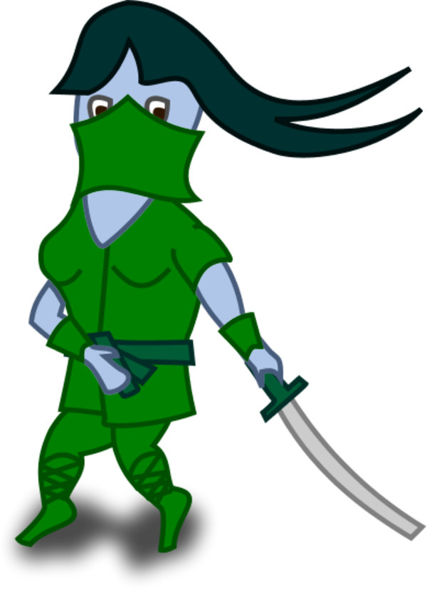 Ninja Holding Sword And Covering His Face - Ninja Clip Art (600x828)