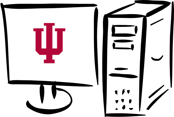Computer Drawing With Iu Logo On Screen - Computer Clip Art (600x405)