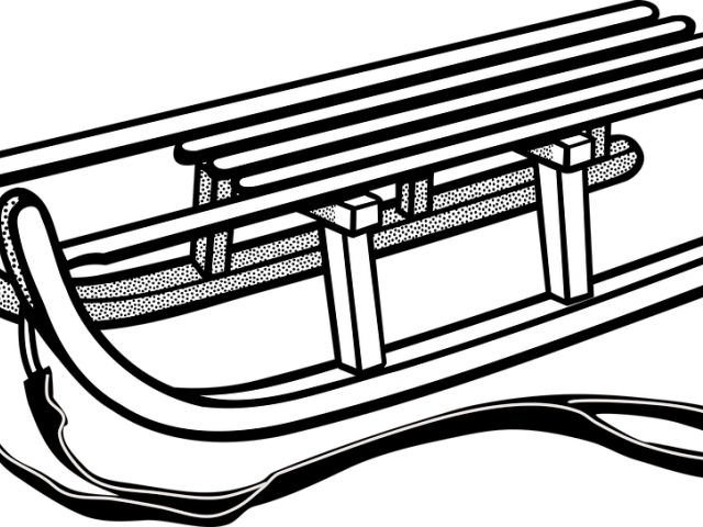 Sleigh Clipart Snow Sled - Sled Clip Art Black And White (640x480)