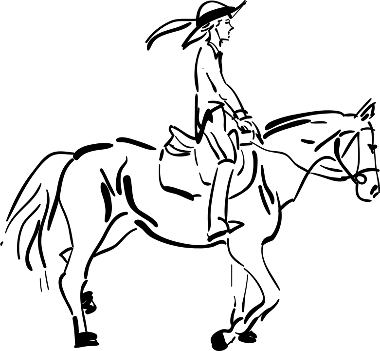 Girl Riding Horse Drawing (781x720)