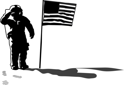 First On The Moon Astronaut Silhouette Space Exploration - Neil Armstrong Clipart (496x340)