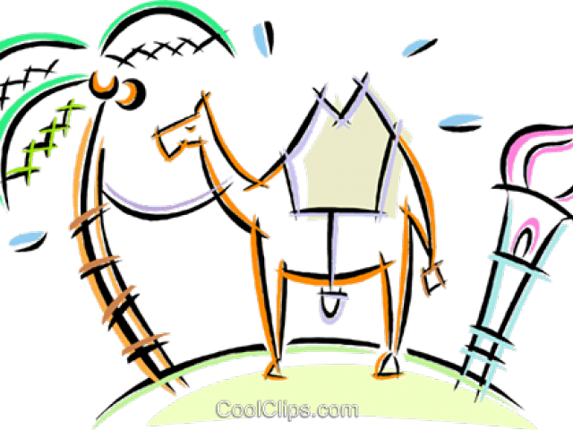 Camel Clipart Palm Tree - Cartoon (640x480)