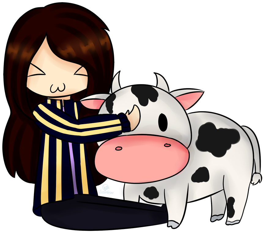 Hugging A Cow By Sisterbrinetempacc - Cartoon (977x818)