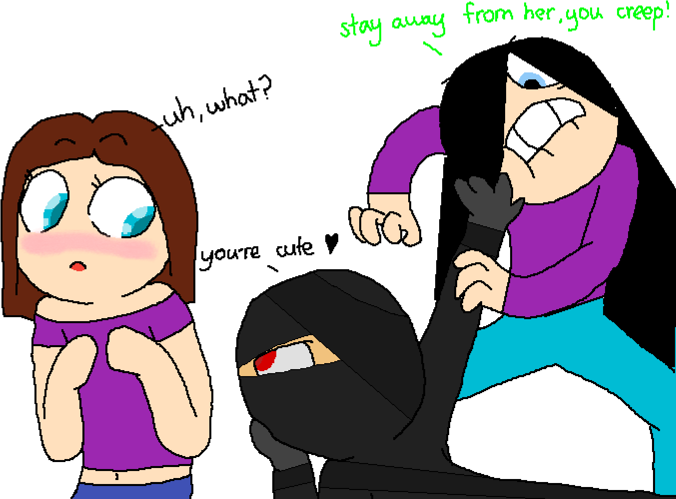 Dont Touch My Sister Creep - Cute Girl Drawing Base (1400x1000)