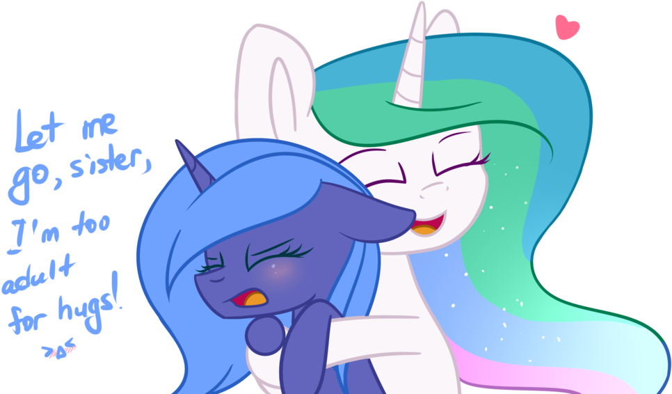 Despotshy, Hug, Princess Celestia, Princess Luna, S1 - Cartoon (1024x576)