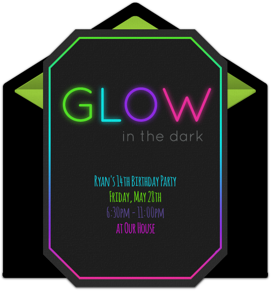 Free Glow In The Dark Online Invitation - Glow In The Dark Invitations (650x650)