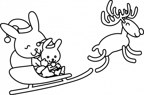 Santa Coloring Clip Art With Claus Christmas Colouring - Christmas Bunny Coloring Pages (500x329)