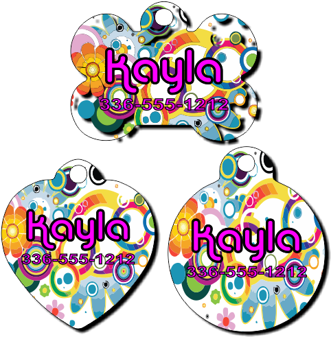 Personalized Psychedelic Background Pet Tag For Dogs - Circle (500x500)