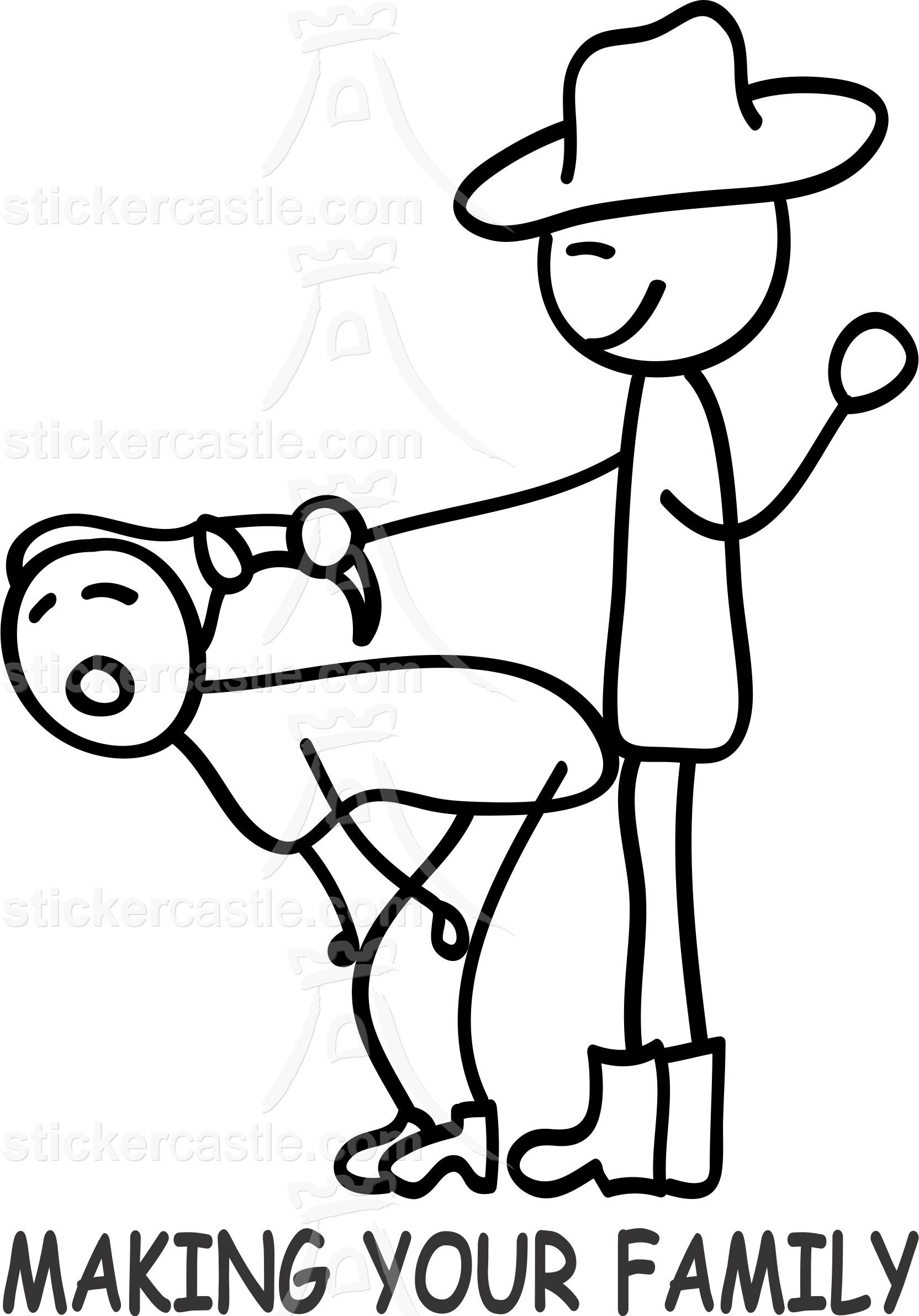 Anti Stick Family Sticker - Cartoon (1664x2383)