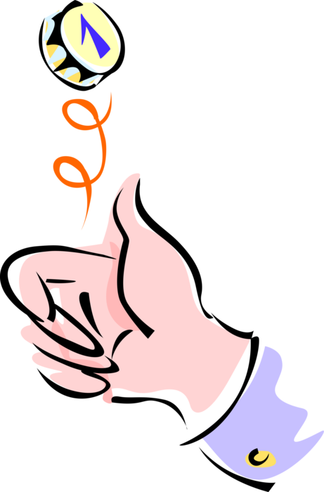 Vector Illustration Of Hand Flipping Money Coin In - Vector Illustration Of Hand Flipping Money Coin In (461x700)