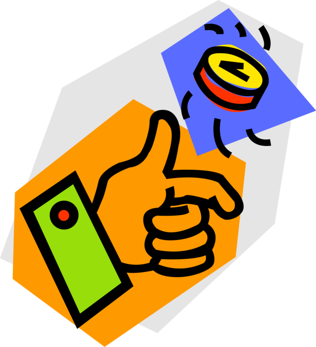 Vector Illustration Of Hand Flipping Money Coin In - Vector Illustration Of Hand Flipping Money Coin In (639x700)