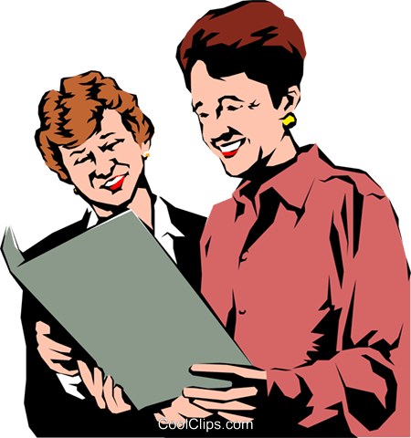 Women Looking At Something Royalty Free Vector Clip - Cartoon (450x480)