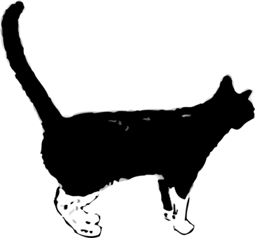 Black Cat Kitten Felidae Panther - Clip Art (364x340)