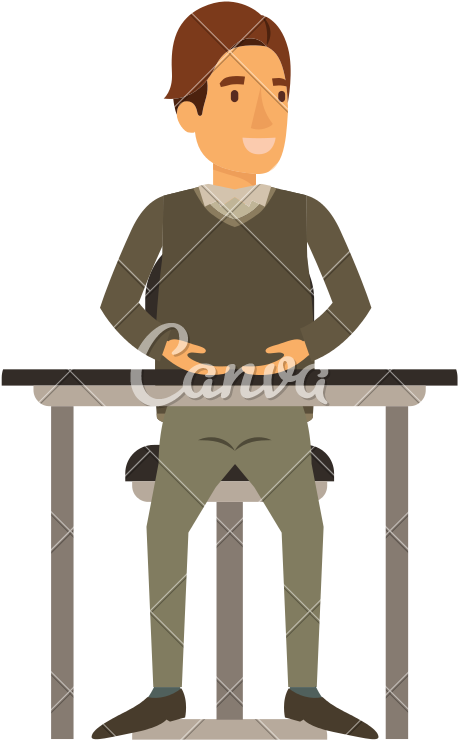 Man Sitting In Chair With Desk - Chair (800x800)