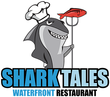 Shark Tales Waterfront Restarant Offers Fresh Seafood, - Cartoon (445x356)
