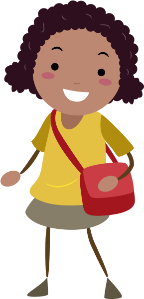 Clipart Kol Çantasıyla Esmer Kız Çocuğu - Little African Girl Png (450x600)