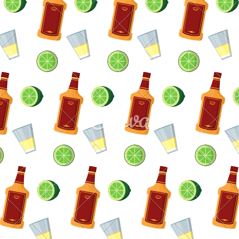 Tequila Bottle And Champagne Glass With Lemon Background - Glass Bottle (800x800)