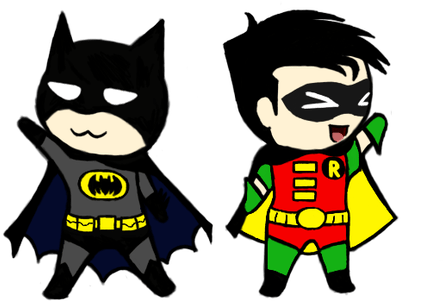 Batman Robin Clipart - Batman And Robin Chibi (450x300)