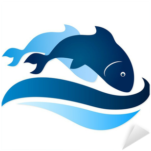 Two Fish On Waves Silhouette Vector Sticker • Pixers® - Delfines Con Olas Centro De Mesa (400x400)