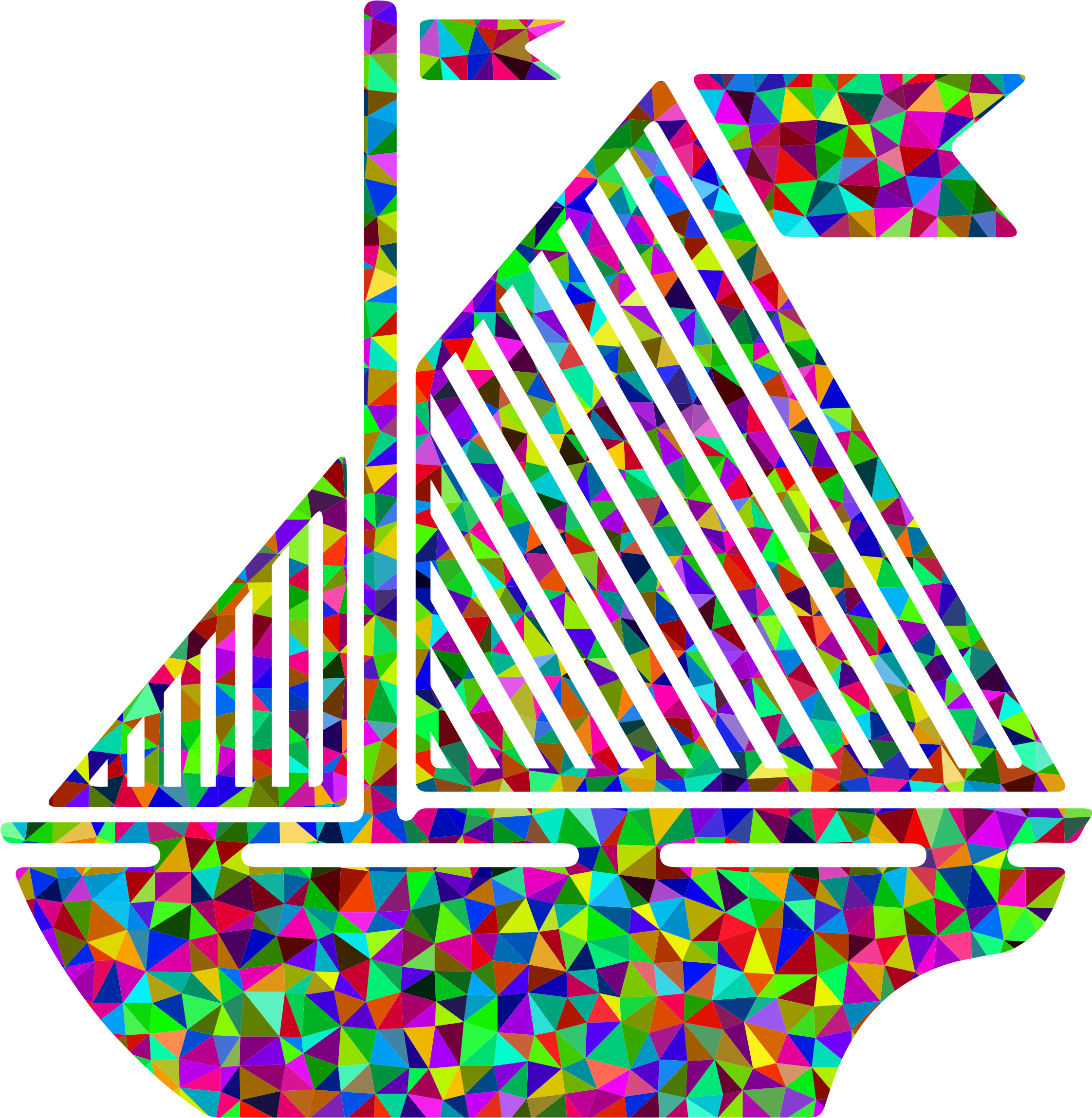 Poly Prismatic Sail Boat Silhouette - Poly Prismatic Sail Boat Silhouette (2243x2298)