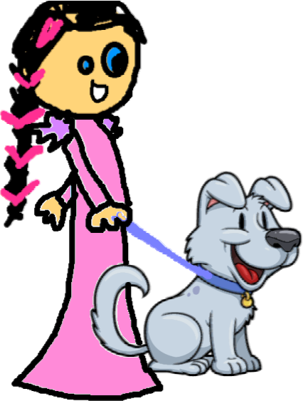 Dog And Owner - Cartoon (426x563)
