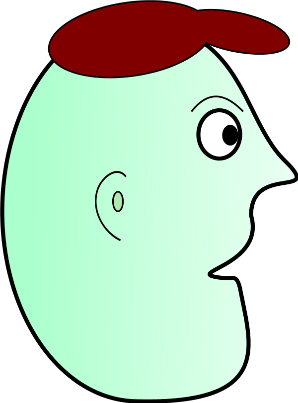 Cartoon Man Face Profile Wearing Cap - Face (600x811)