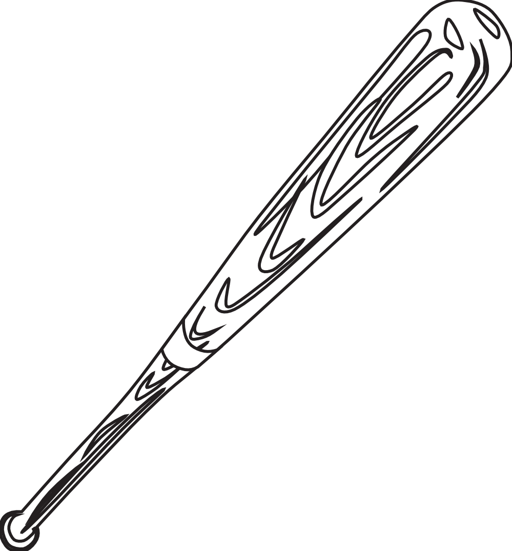 Baseball Bat Black And White Clipart Clipart Kid - Drawings Of Baseball Bats (999x1075)