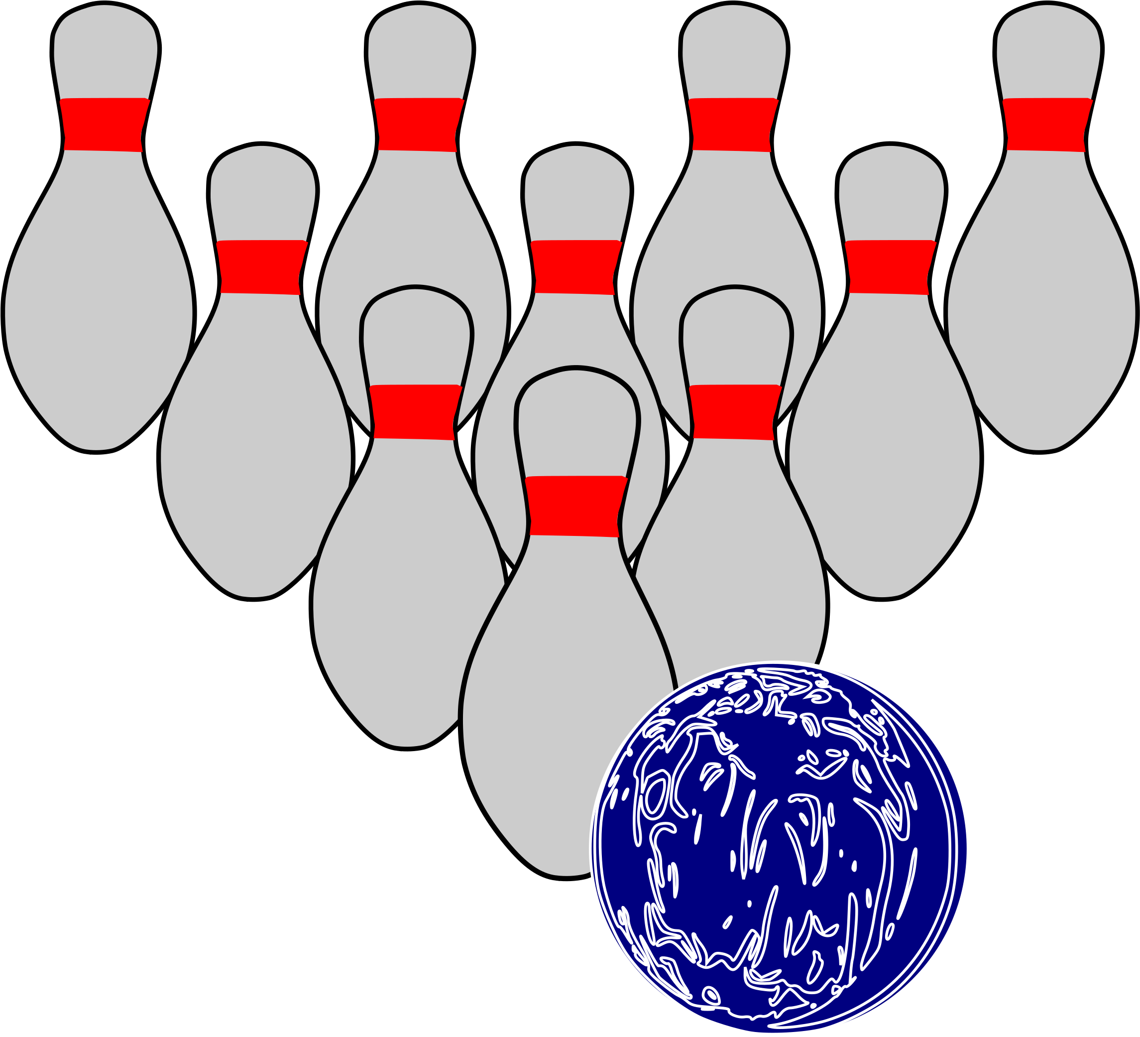 Free Bowling Duckpins - Sports Clipart (2400x2081)