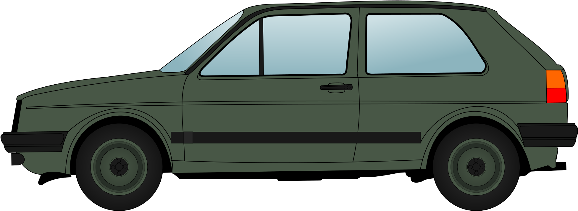 Volkswagen Golf Mk2 Side View Png Clipart - Golf 2 Bundeswehr (2000x1052)