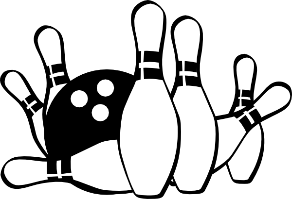 Bowling Strike Clipart - Bowling Black And White (600x410)