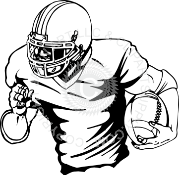 Sports Clipart Image Of Black White Football Player - Black And White Football Player (361x354)