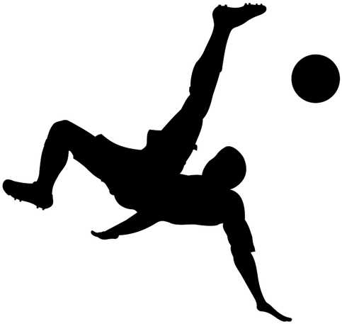 Man Playing Football Silhouette Vector Image Public - Bicycle Kick Silhouette (500x500)