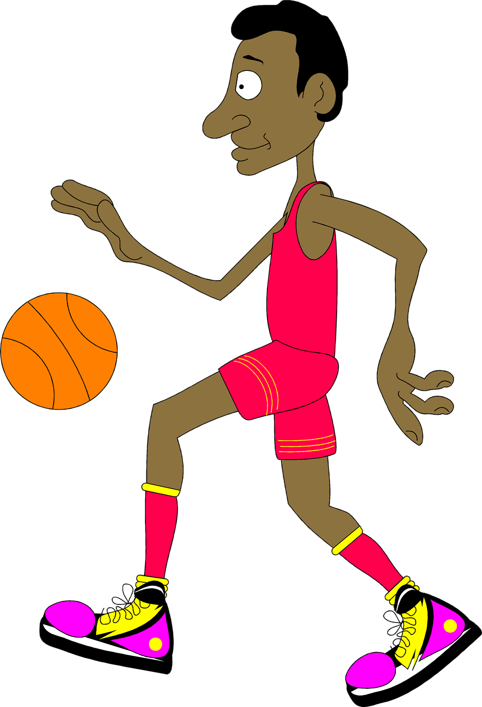 Clear Basketball Cliparts - Cartoon Basketball Player Transparent Background (958x1406)