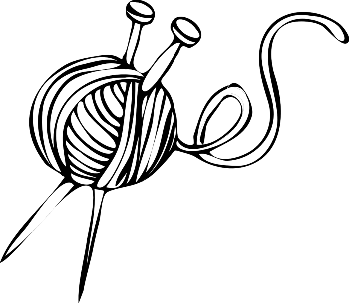 Ball Clipart Line Drawing - Knitting Needles And Yarn Clip Art (700x607)