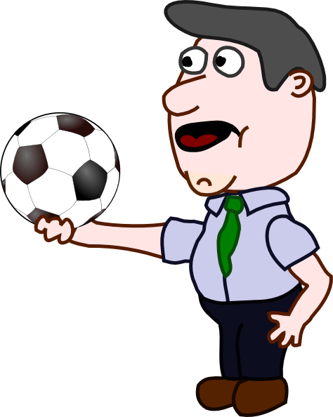 Man Holding Small Ball Clip Art At Clker - Soccer Ball Clip Art (474x594)