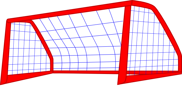 Red Post And Blue Soccer Goal Net Clip Art - Goal Post Clipart (600x287)