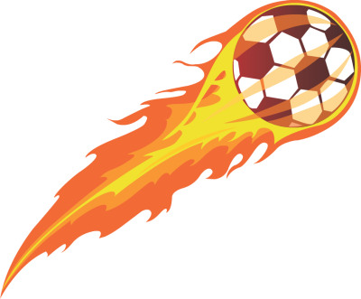 Blue Soccer Ball - Soccer Ball With Flames (400x331)