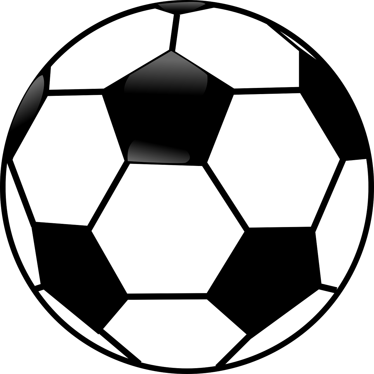 Sports Clipart Black And White Black And White Soccer - Black And White Soccer Ball (1280x1280)