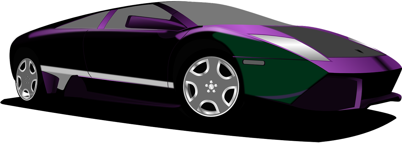 Grey Sports Car Clip Art - Car Purple With Black (1280x575)