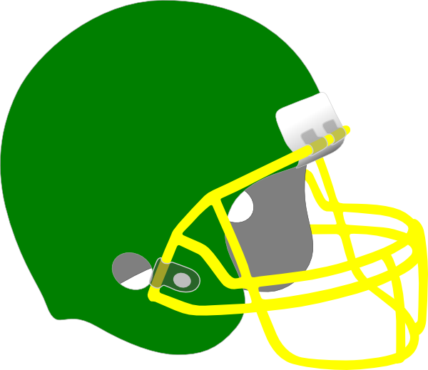 Green Football Helmet Clipart - Green And Yellow Football Helmet (600x519)