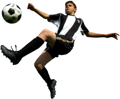 A Boy In A Black And White Football Kit Leaping In - Jamie Johnson (640x360)