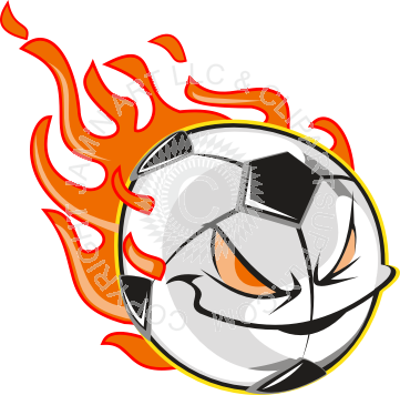 Clipart Info - Soccer Ball With Flames (361x356)