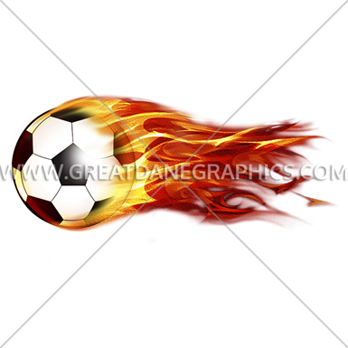Flying Fiery Soccer Ball - Printed T-shirt (385x385)