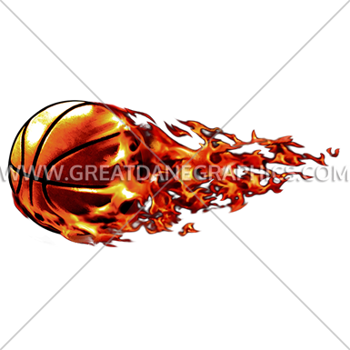 Flying Flaming Basketball - Flying Basketball Design Png (385x385)