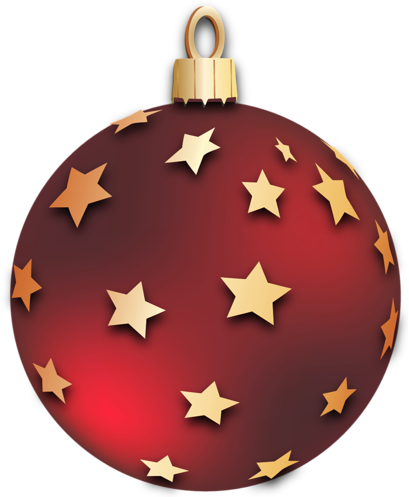 Transparent Red Christmas Ball With Stars Ornament - Red Christmas Ornaments Clipart (409x497)
