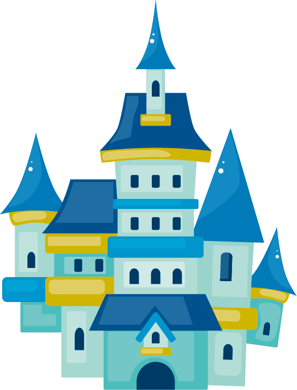 Cartoon Drawing Castle Clip Art - Blue Castle Cartoon Png (585x767)