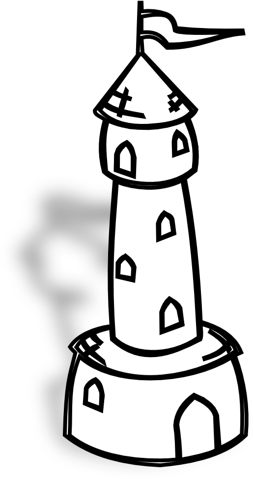Tower Clipart Black And White - Line Art (999x999)
