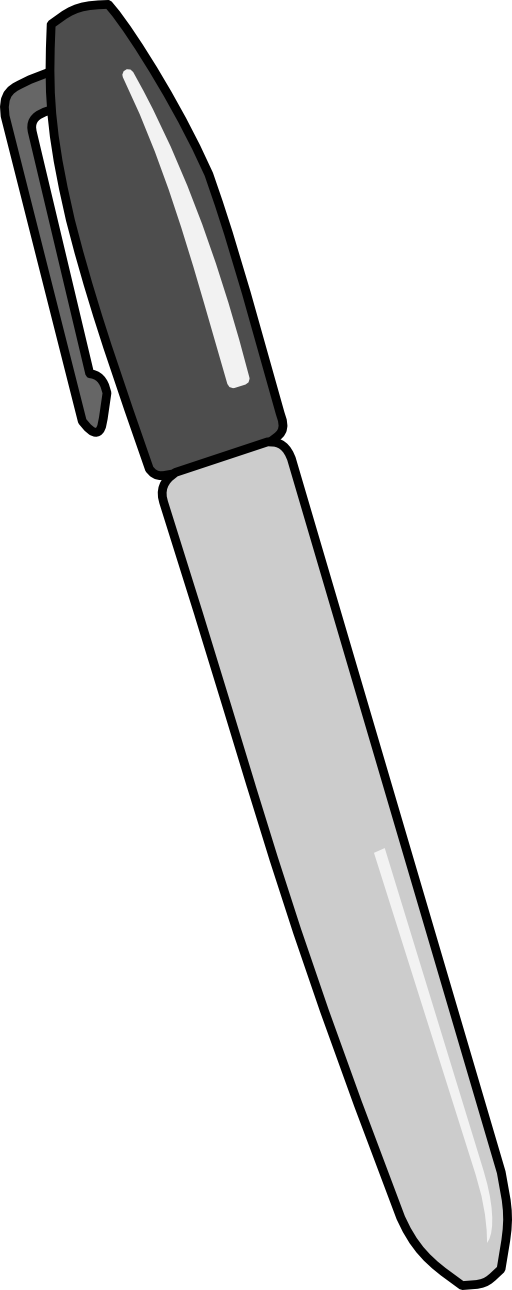 Pen Clipart Gray - Marker Black And White (512x1290)
