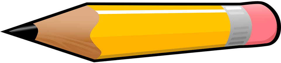 School Pencil Pen Write Sketch Draw Author - Horizontal Pencil Clipart (960x480)