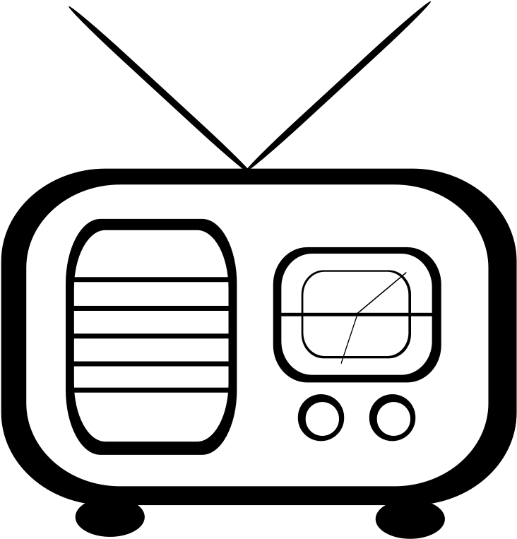 Rock Clipart Solid Object - Radio Clipart Black And White (784x800)